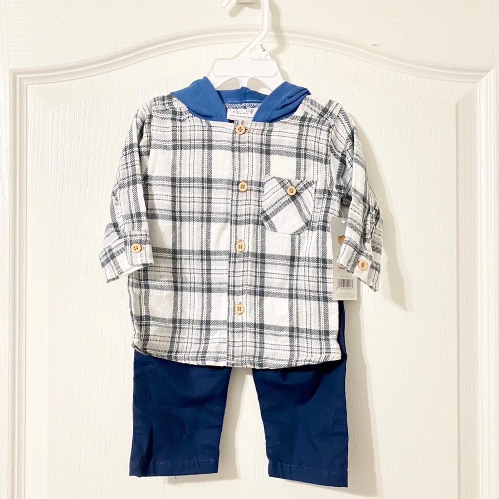 NWT - RENE ROFE BABY // PLAID HOODED SET